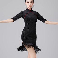 Delavelle Velvet Fringe Dress