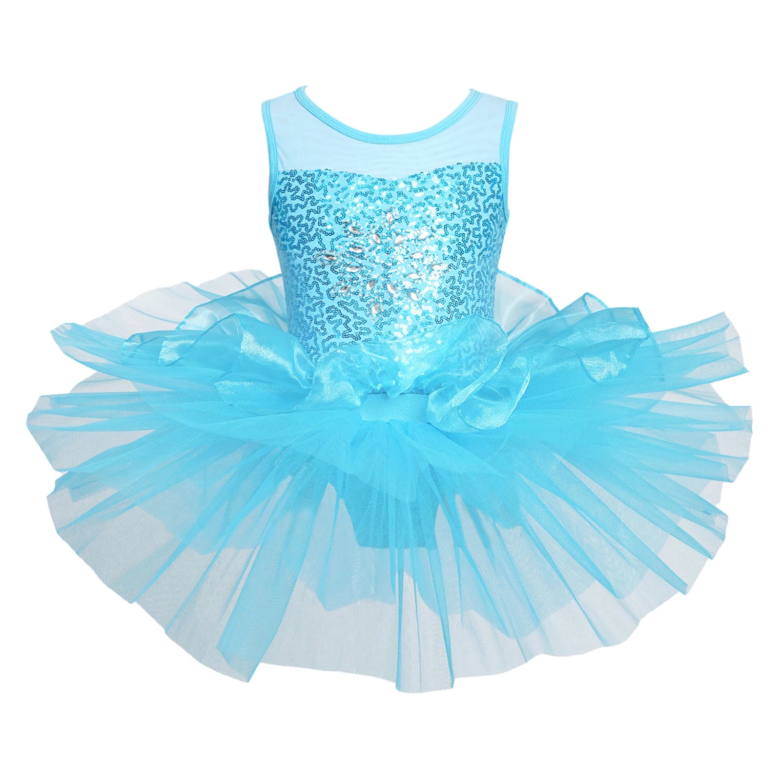 Girls' Sequin Ballet Leotard Dress with Mesh Skirt Girls' Sequin Ballet Leotard Dress with Mesh Skirt
