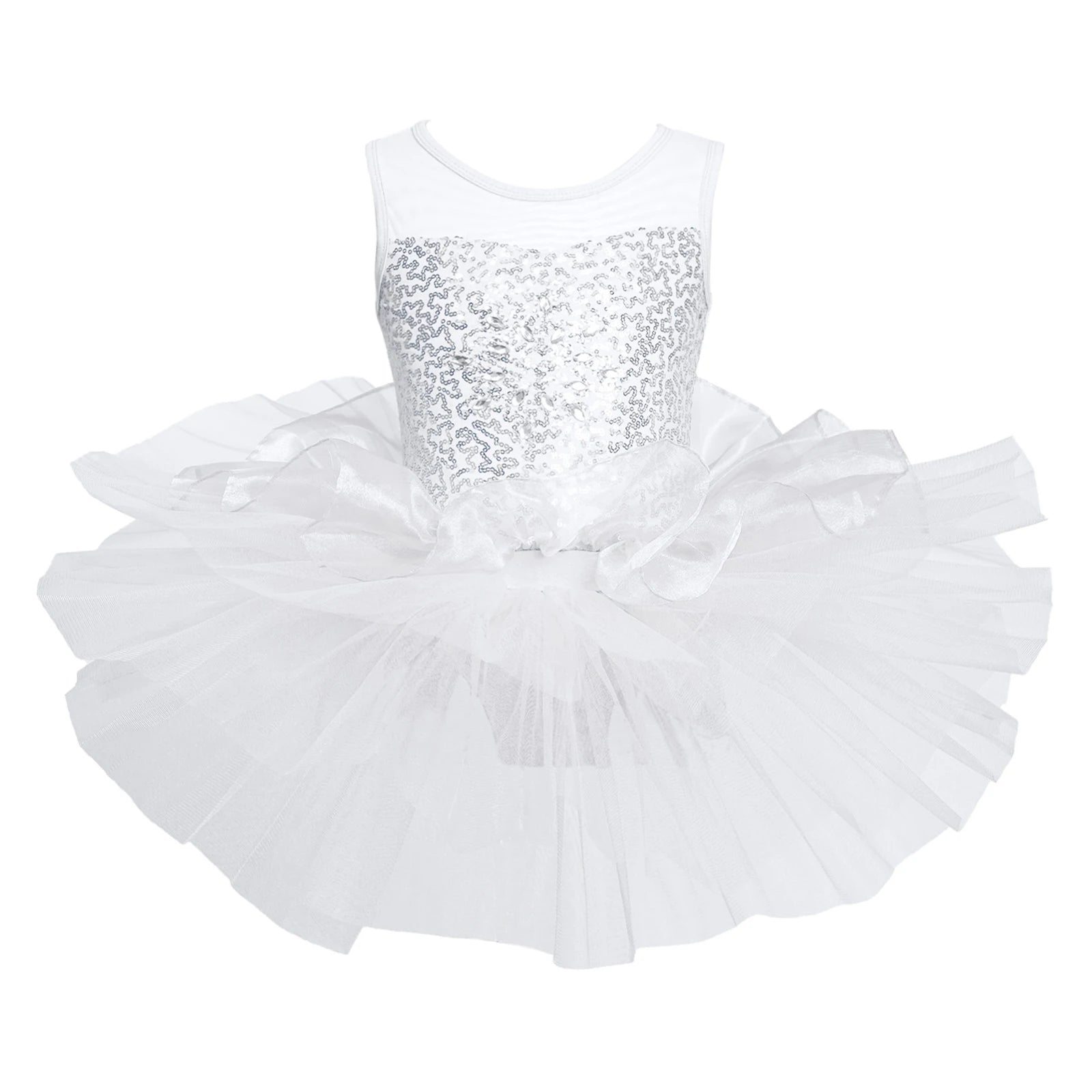 Girls' Sequin Ballet Leotard Dress with Mesh Skirt Girls' Sequin Ballet Leotard Dress with Mesh Skirt