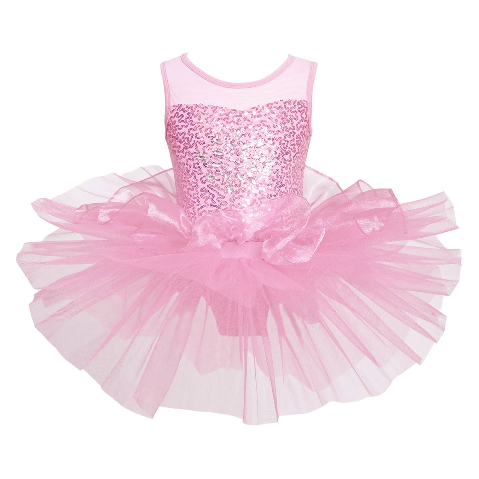 Girls' Sequin Ballet Leotard Dress with Mesh Skirt Girls' Sequin Ballet Leotard Dress with Mesh Skirt