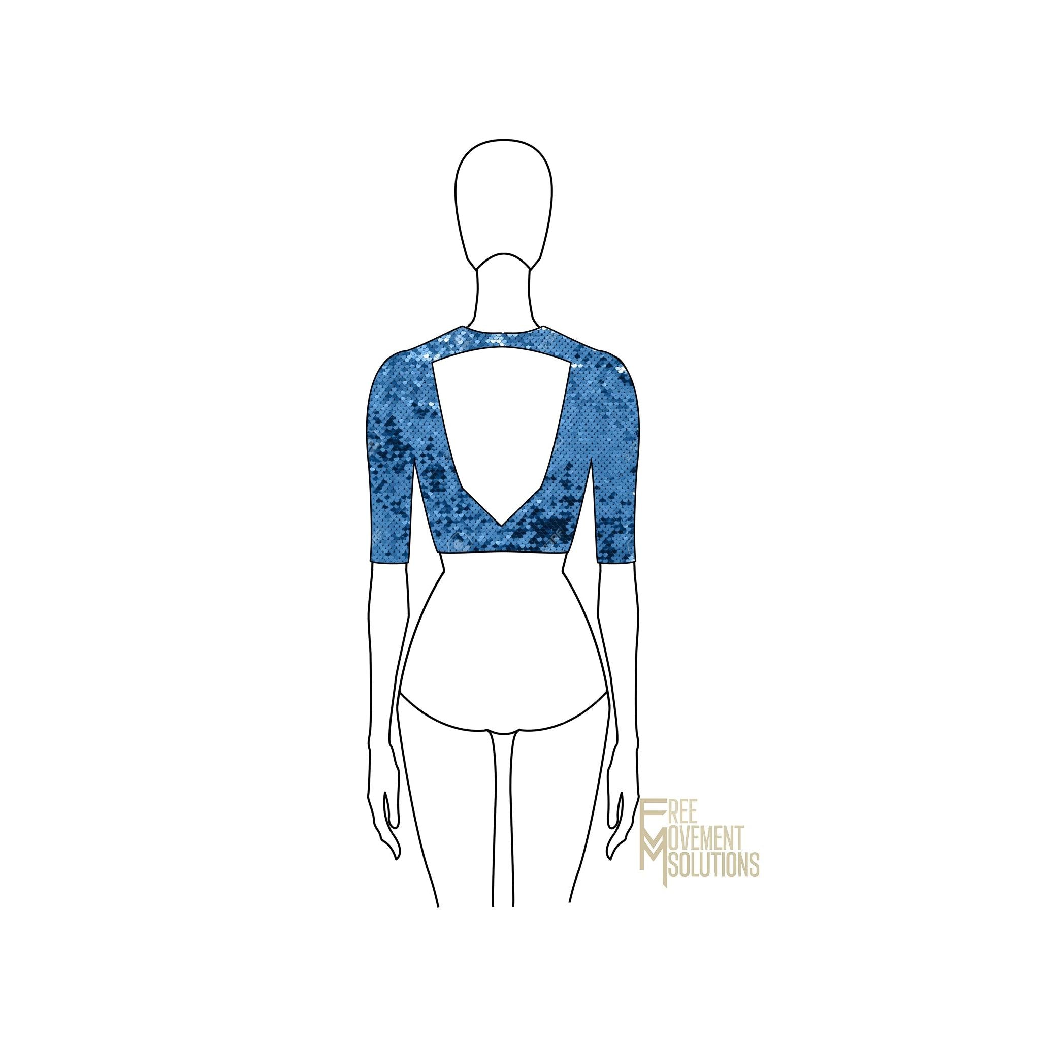 Couture Open Back Half Sleeve Crop Top Couture Open Back Half Sleeve Crop Top