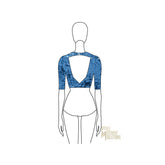 Couture Open Back Half Sleeve Crop Top