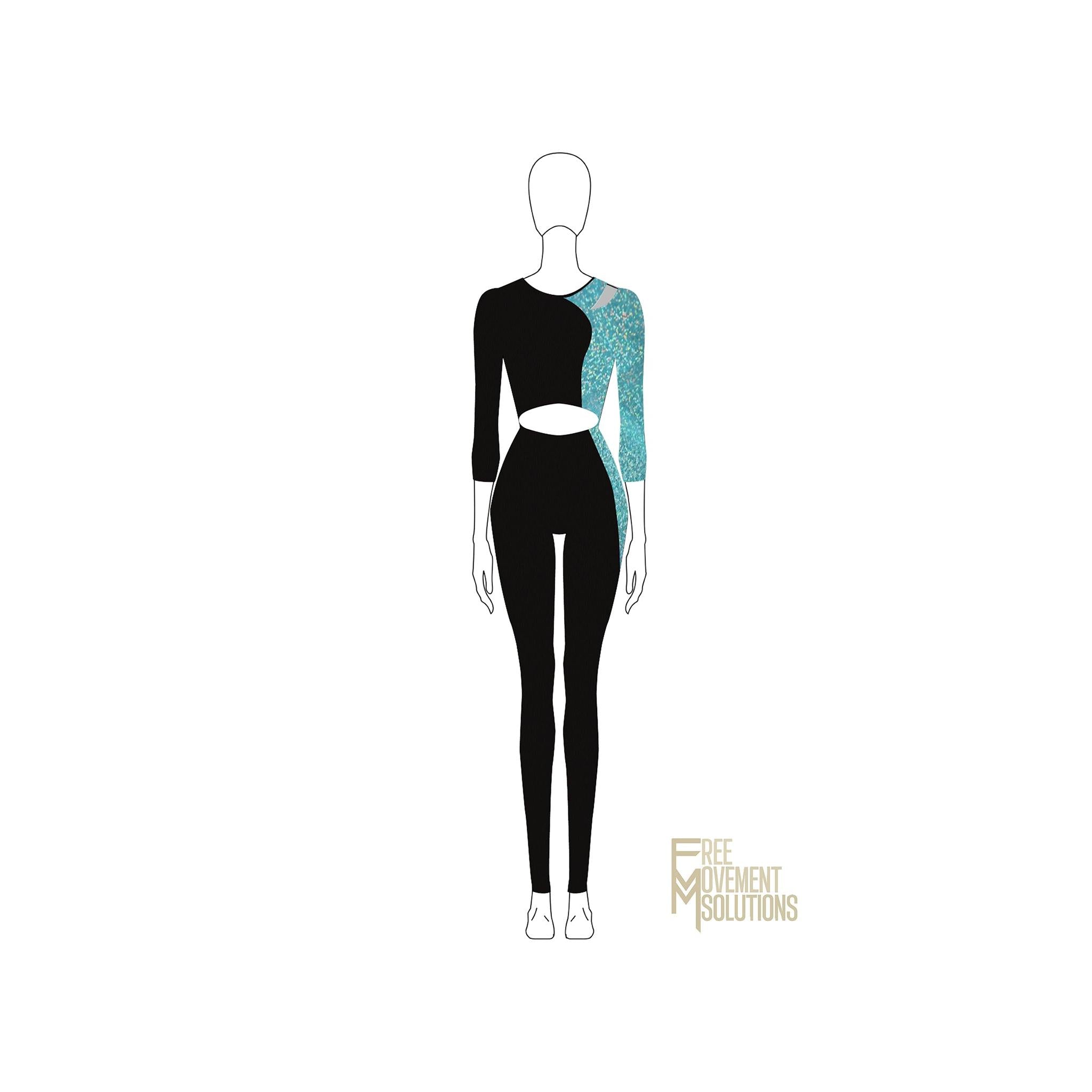 Couture Mid Sleeve Slit Back Unitard Couture Mid Sleeve Slit Back Unitard