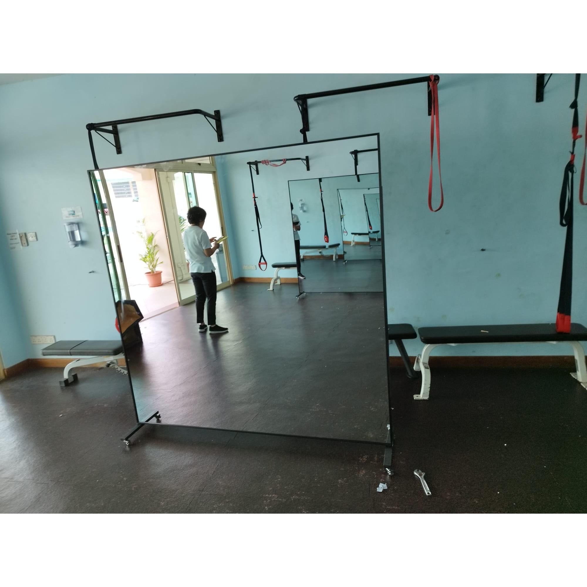 Shatterproof Framed Mirror on Wheels Shatterproof Framed Mirror on Wheels