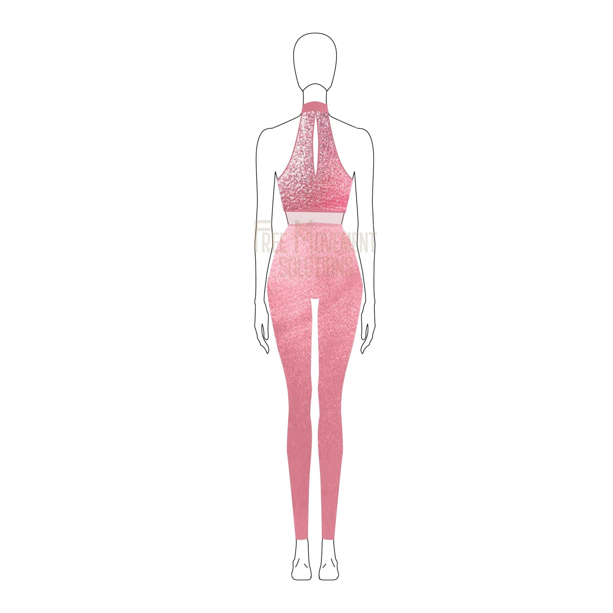Couture Mock Neck Halter Unitard Couture Mock Neck Halter Unitard