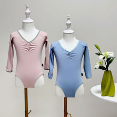 Snowliquea V-Neck Contrast Trim Sleeve Leotard