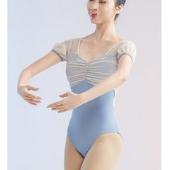 Maribelle Mesh Ruched Short Sleeve Leotard
