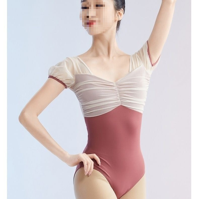 Maribelle Mesh Ruched Short Sleeve Leotard