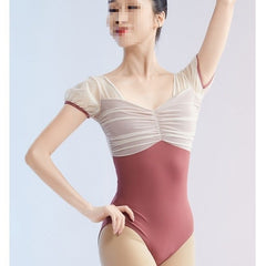 Maribelle Mesh Ruched Short Sleeve Leotard