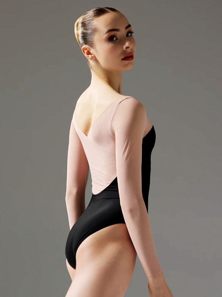 Delmira Sheer Mesh Long Sleeve Leotard