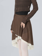 Olivine Double-Layer Contrast Mesh Skirt
