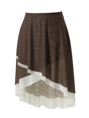 Olivine Double-Layer Contrast Mesh Skirt