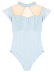 Parisa Pleated Mesh Trumpet Sleeve Leotard