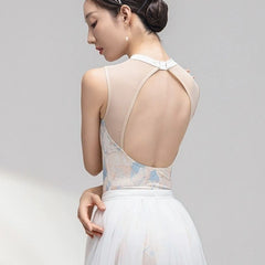 Honestee Floral Mesh Elegance Leotard