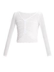 Gavina Sheer Ruched Long Sleeve Wrap Top