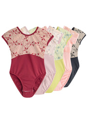 Wysteria Embroidered Mesh Short Sleeve Leotard
