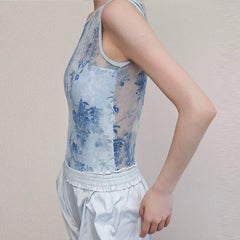 Lielle Flocked Mesh Leotard