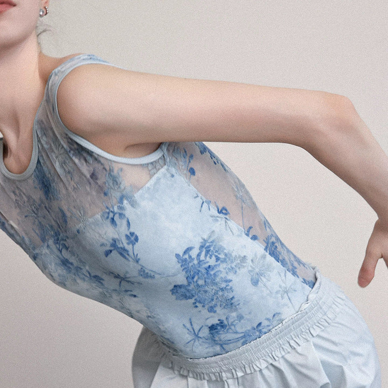 Lielle Flocked Mesh Leotard