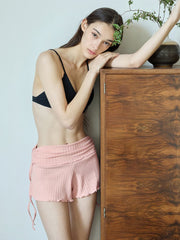 Quessira Ribbed High-Waist Drawstring Shorts