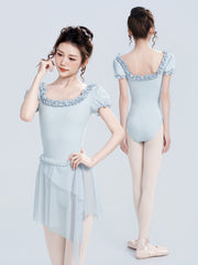 Ariyana Ruffle Neck Puff Sleeve Leotard