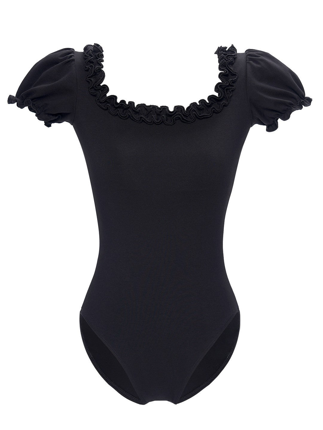 Ariyana Ruffle Neck Puff Sleeve Leotard