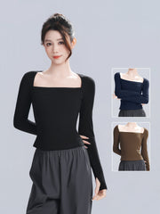 Belvoria Square Neck Long Sleeve Top