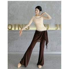 Joresta Micro-Flared Pants with Skirt Overlay