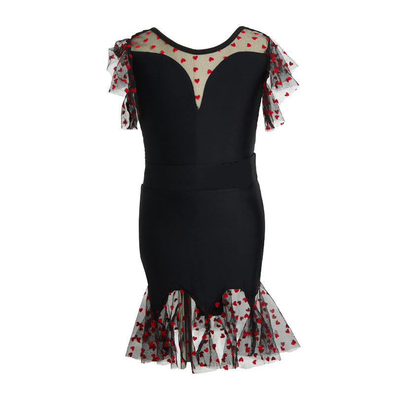 Quirela Mesh Ruffle Hem Dress