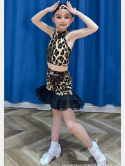 Avena Girls Leopard Halter Dance Set