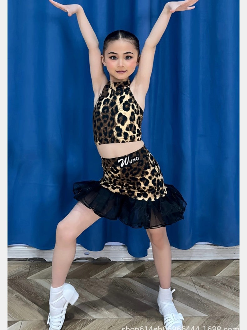 Avena Girls Leopard Halter Dance Set