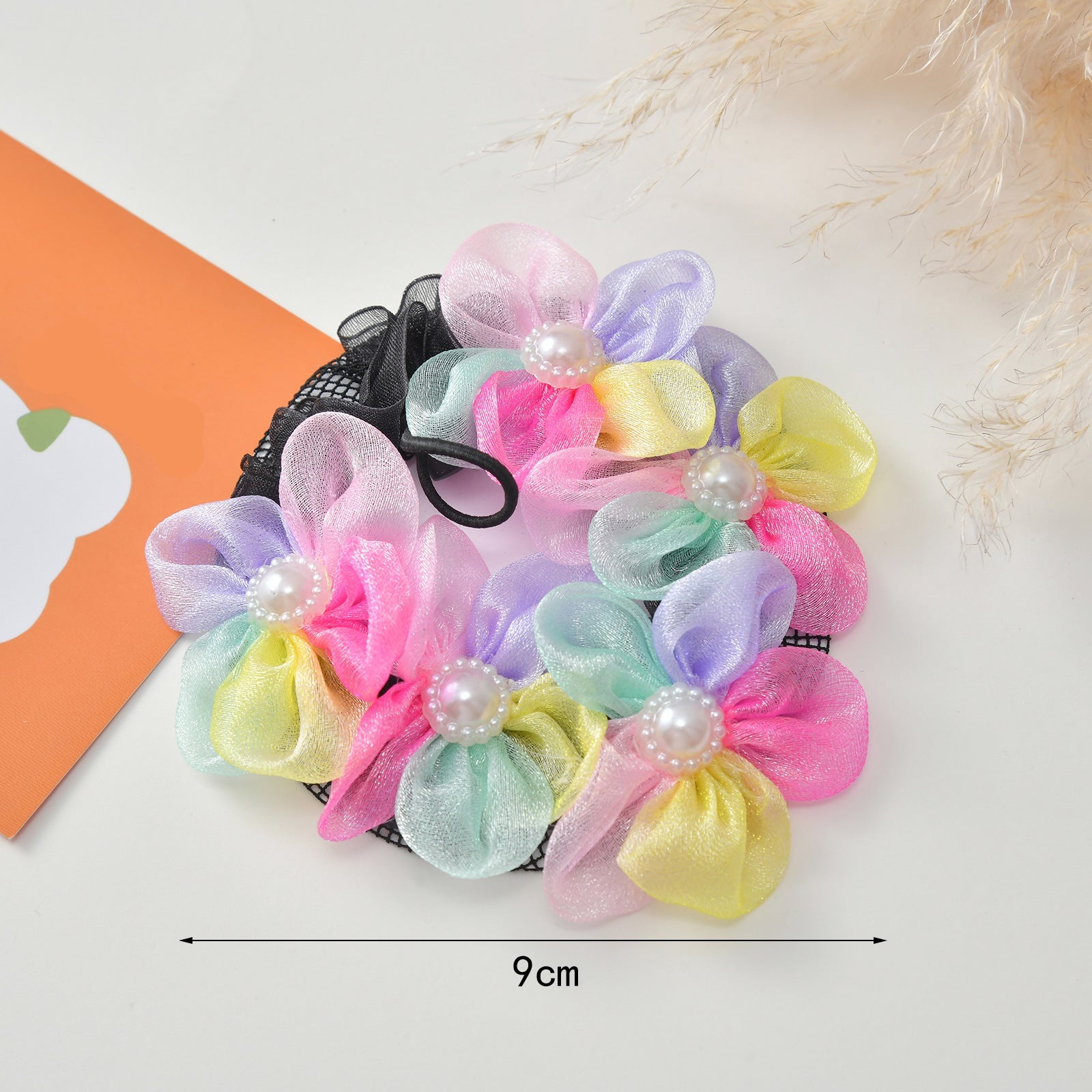 Evorine Floral Pearl Bun Hair Net
