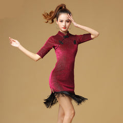 Delavelle Velvet Fringe Dress