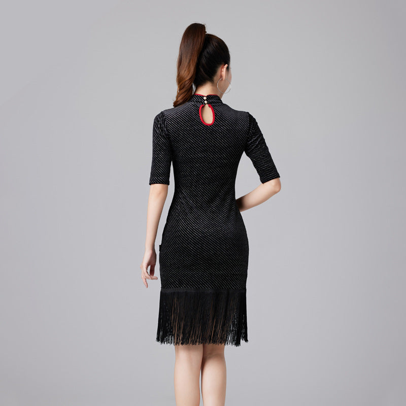 Delavelle Velvet Fringe Dress