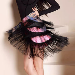 Peravienne Layered Fringe Wrap Skirt