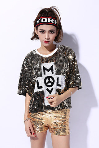 Saviellea Sequin Oversized Graphic Top