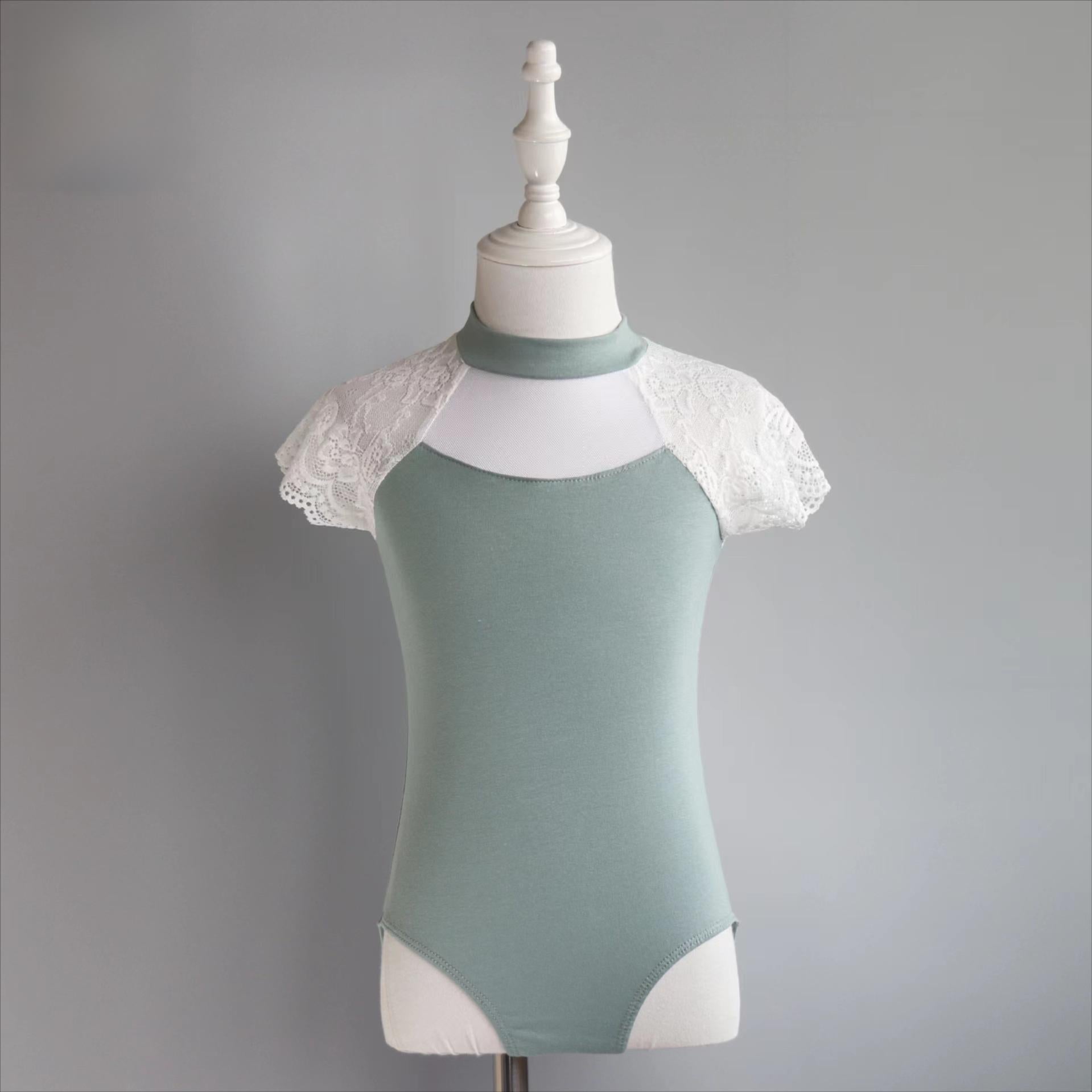 Rosetta Lace Shoulder Short-Sleeve Leotard