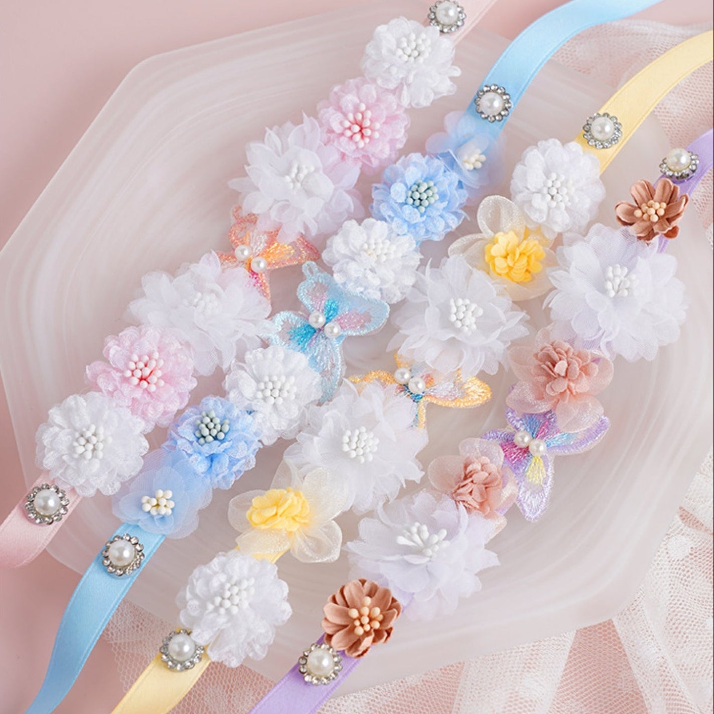 Bloomnova Butterfly Floral Ribbon Headband