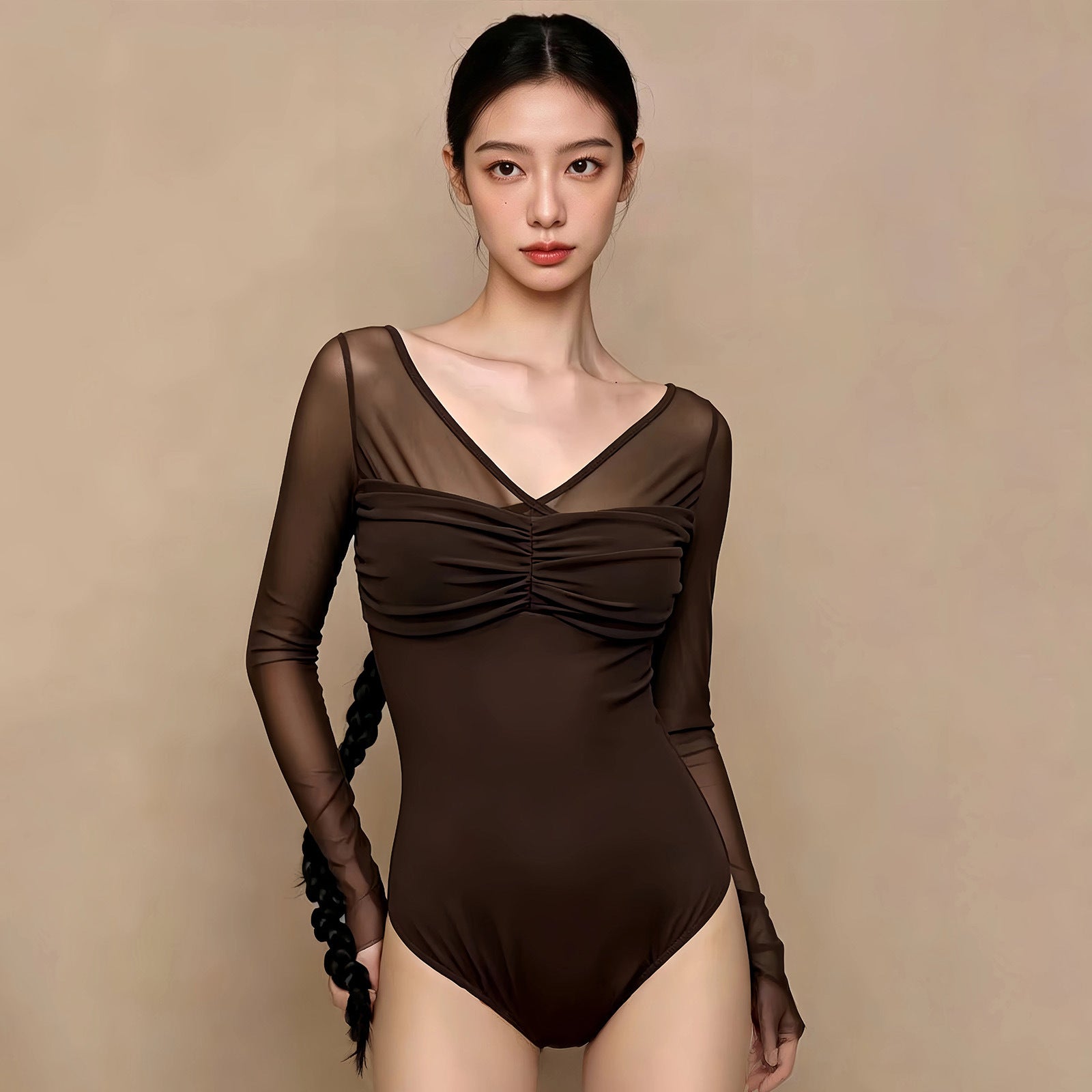 Urinavelle Mesh Sleeve Leotard