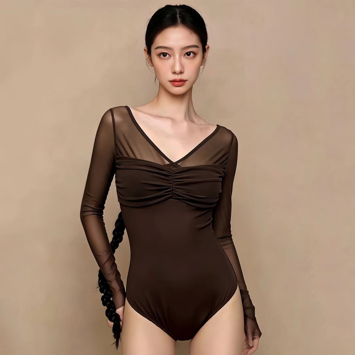Urinavelle Mesh Sleeve Leotard
