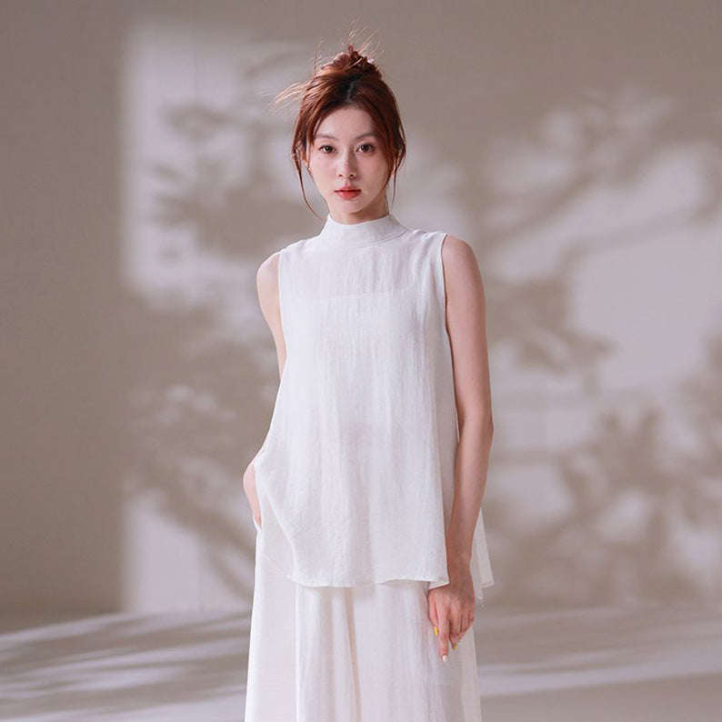 Lune High-Neck Top and Wide-Leg Flow Pants