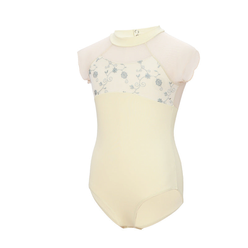 Jasina Embroidered Mesh Panel Leotard