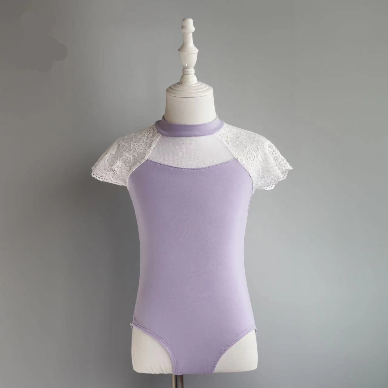 Rosetta Lace Shoulder Short-Sleeve Leotard
