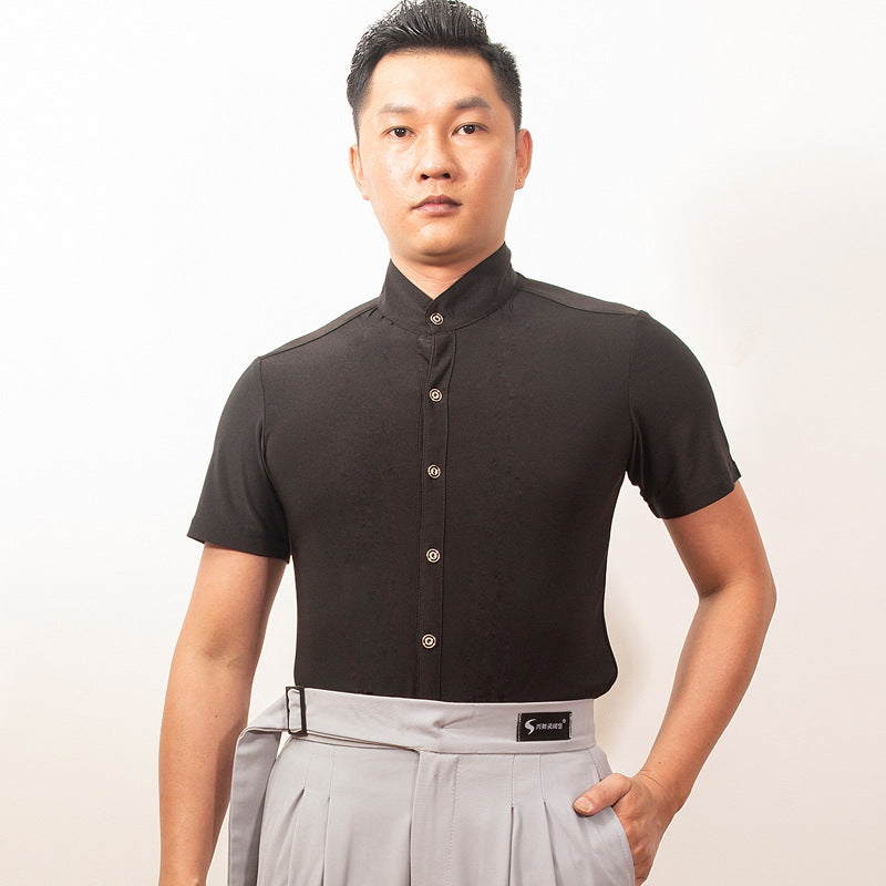 Iskander Stand Collar Button Training Top