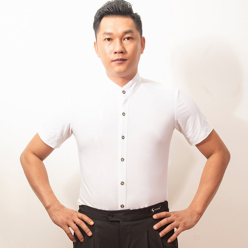 Iskander Stand Collar Button Training Top