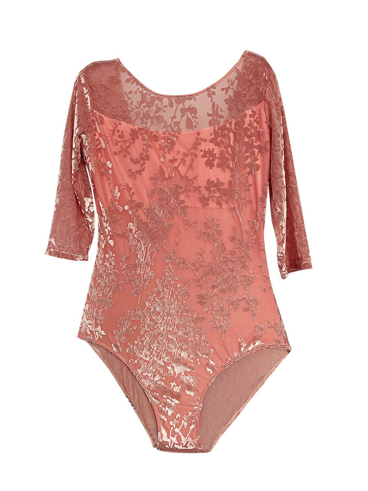 Haviellea Lace Long Sleeve Open Back Leotard