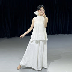 Lune High-Neck Top and Wide-Leg Flow Pants