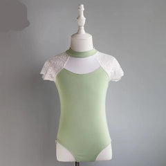 Rosetta Lace Shoulder Short-Sleeve Leotard
