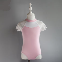 Rosetta Lace Shoulder Short-Sleeve Leotard