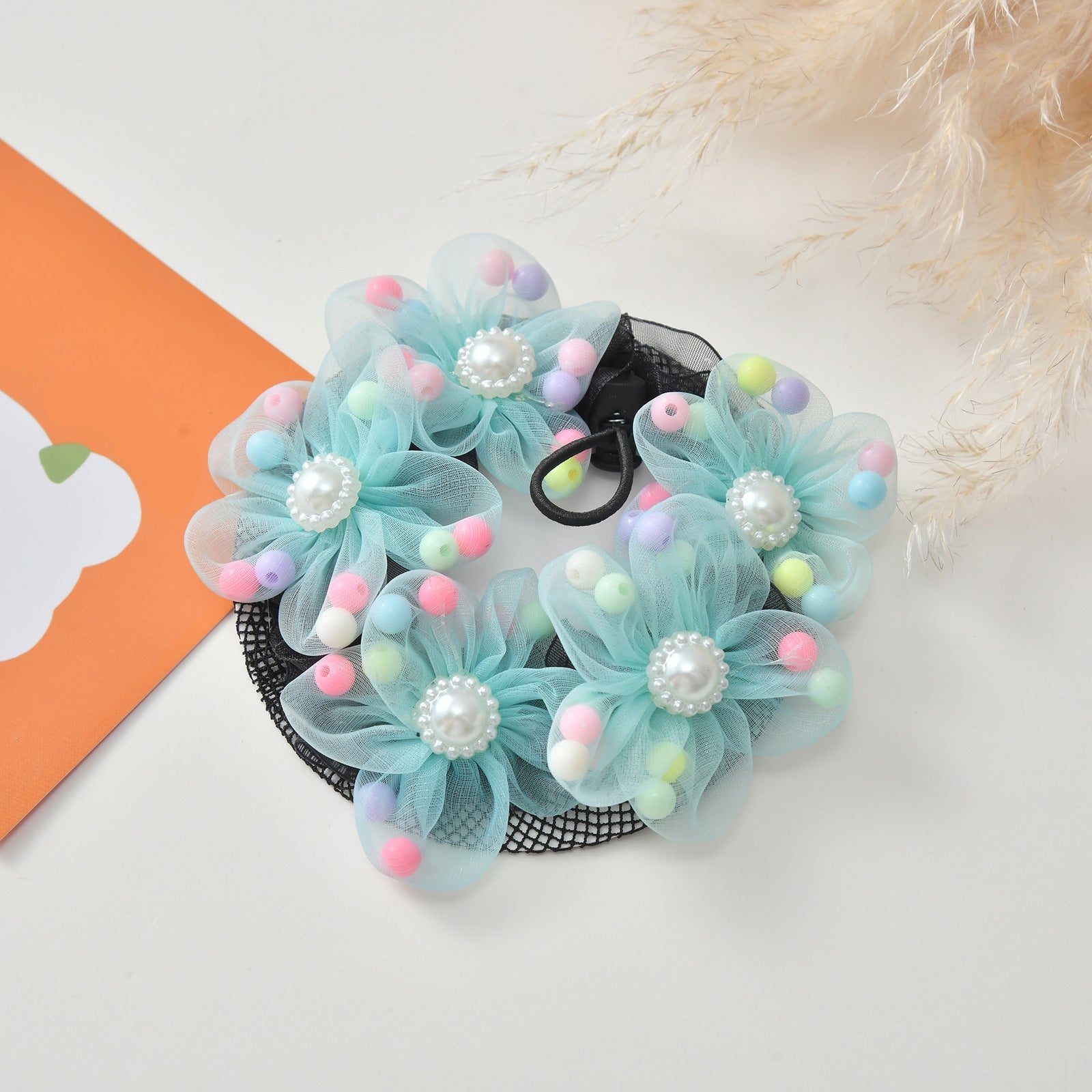 Evorine Floral Pearl Bun Hair Net