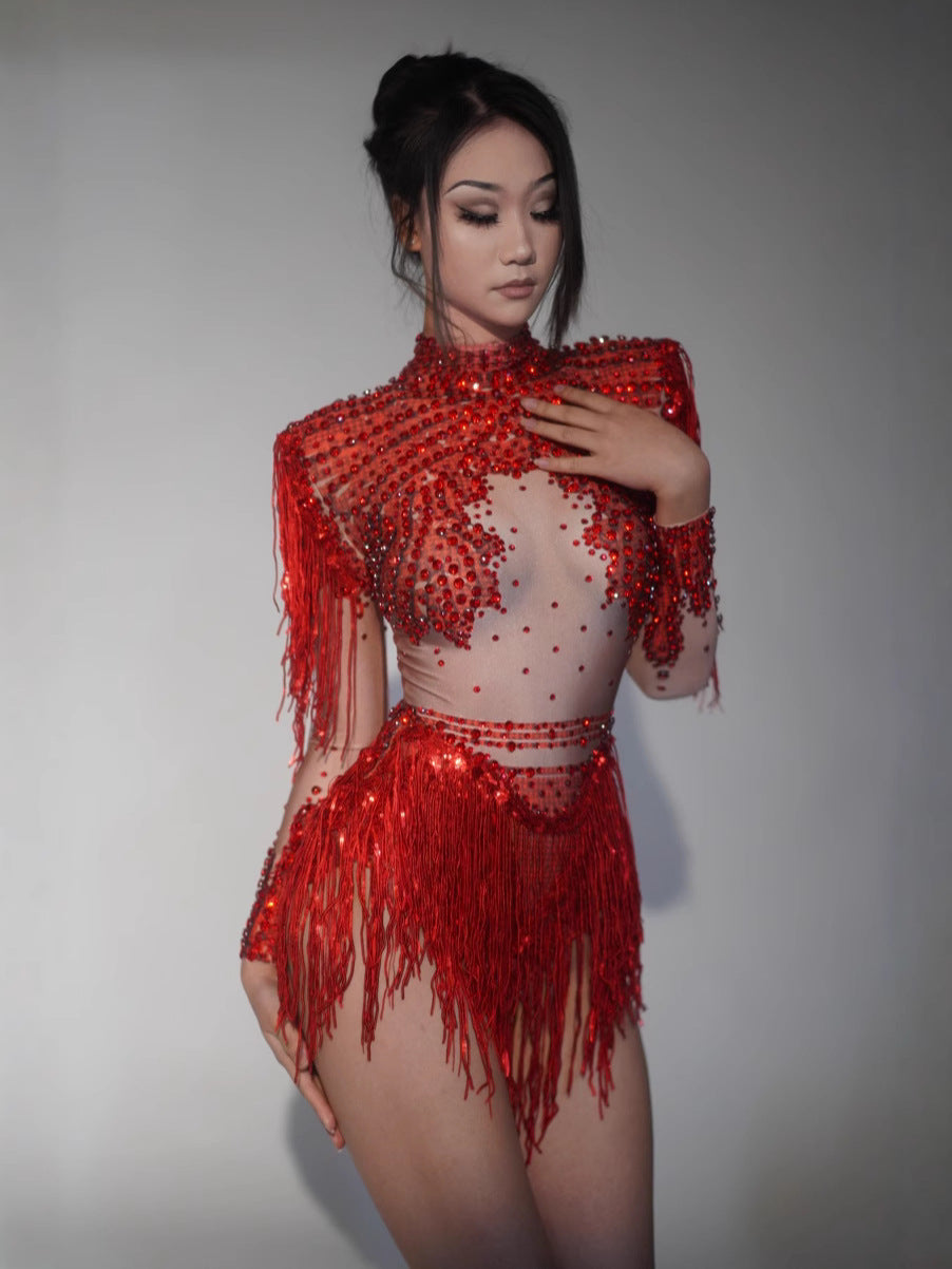 Ulavelle Crystal Fringe Rhinestone Costume